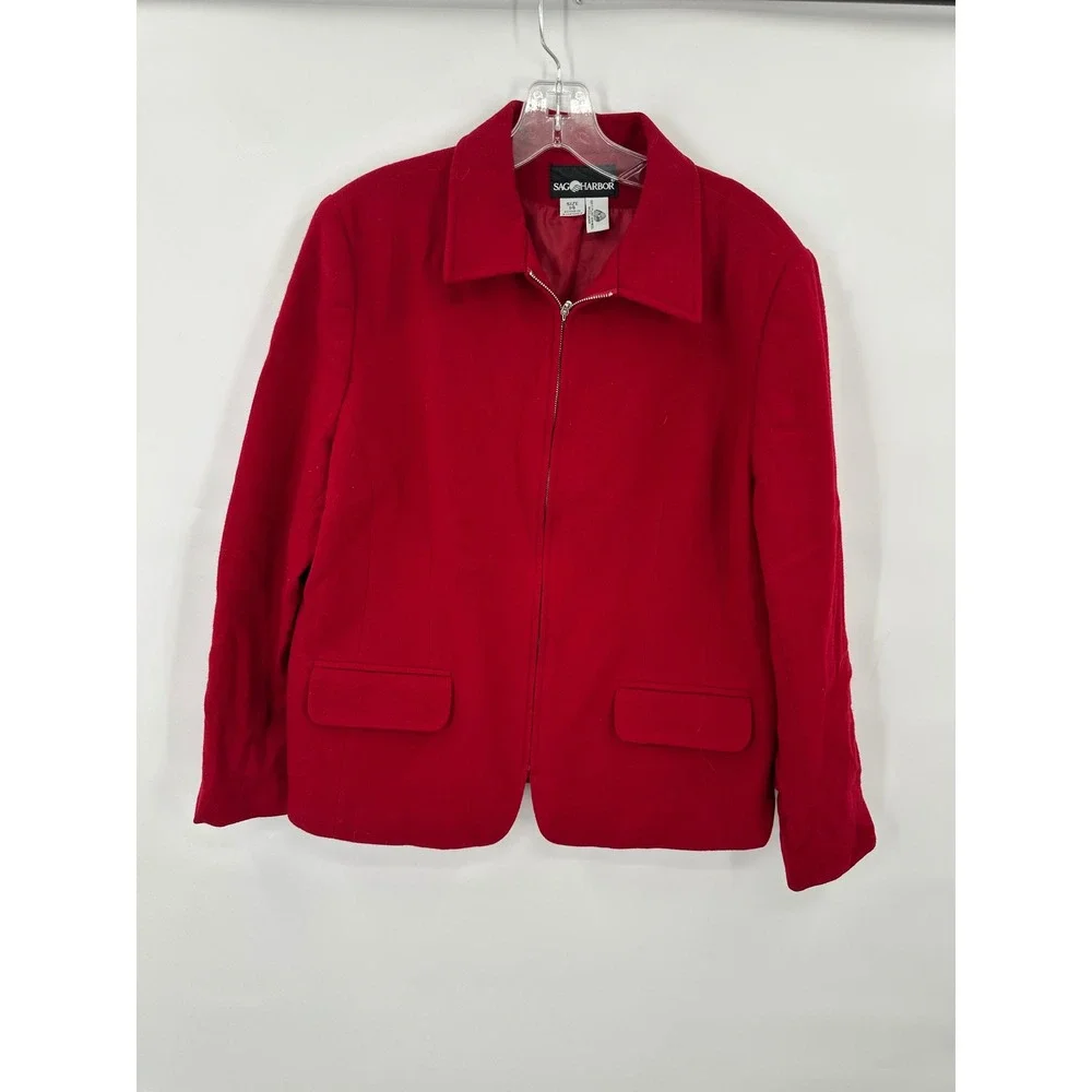Sag Harbor Wool Jacket Womens Size 14 Classic Timeless Career Professional